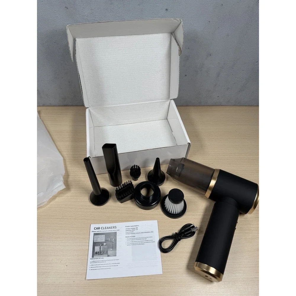 Wireless Car Vacuum Cleaner In Case, Portable Wet Dry, Handheld Black & Gold